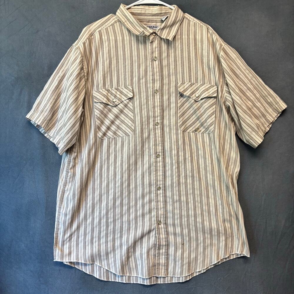 Vintage Anchor Blue Striped Snap Button Shirt XXL Y2K Western Rockabilly Cowboy